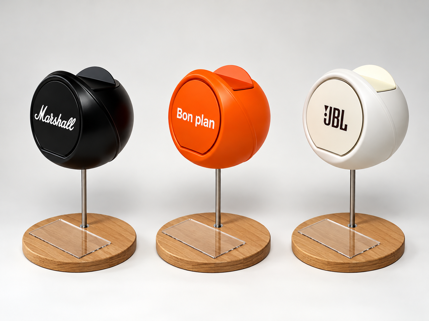 PLV durable sur mesure associant bois, métal et plastique, réalisée par le Groupe Signe Distinctif